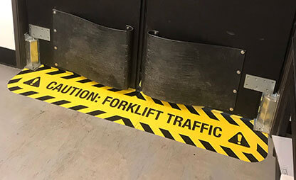 Caution: Forklift Traffic Door Swing Floor Sign