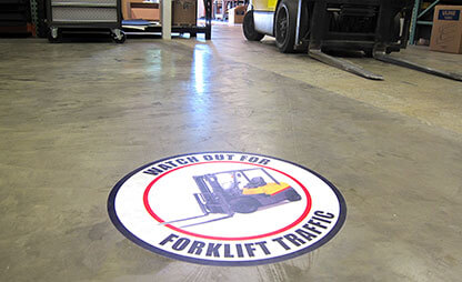 Watch out for forklift traffic floor sign