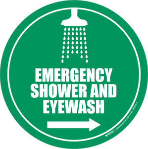 Emergency Shower and Eyewash Floor Sign: Right Arrow