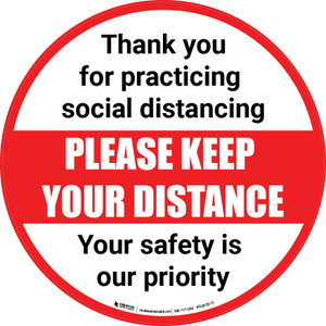 Social Distancing - Please Keep Your Distance Circle - Floor Sign