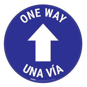 One Way - Arrow - Blue - Bilingual Spanish - Floor Sign