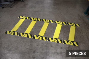 Blank Yellow with Pedestrian Icon/Hazard Lines - Crosswalk Kit