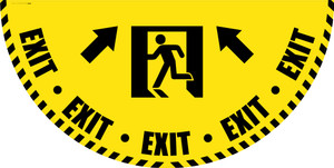 Exit Man Icon with Arrow - Yellow Full Swing Door Sign