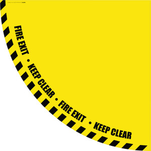 Fire Exit Keep Clear - Yellow Half Swing Door Sign