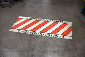 Pedestrian Crossing with Icons - Crosswalk Floor Sign