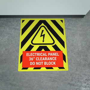 Electrical Panel 36" Clearance Do Not Block Yellow/Black Hazard Portrait - Large Floor Sign