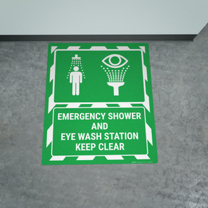 Emergency Shower and Eye Wash Station Keep Clear Portrait - Large Floor Sign