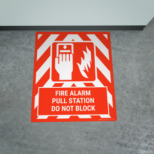 Fire Alarm Pull Station Do Not Block Portrait - Large Floor Sign