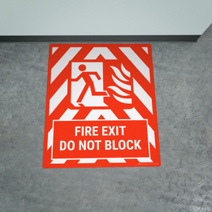 Fire Exit Do Not Block Portrait - Large Floor Sign