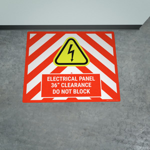 Electrical Panel 36" Clearance Do Not Block Red/White Hazard Landscape - Large Floor Sign