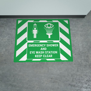 Emergency Shower and Eye Wash Station Keep Clear Landscape - Large Floor Sign