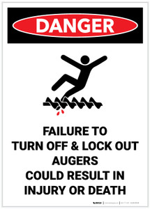Danger: Lock Out Auger Safety - Label