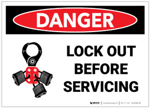 Danger: Lock out before Servicing with Graphic - Label