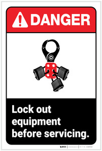 Danger: Lock Out Equipment ANSI - Label