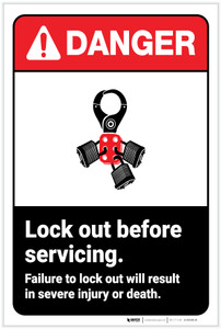 Danger: Lock Out Before Servicing ANSI - Label