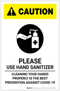 Caution: Cleaning Your Hands Properly Portrait - Label