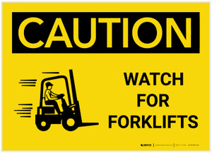 Caution: Watch For Forklifts With Graphic - Label