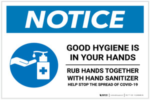 Notice: Good Hygiene is in Your Hands with Icon Landscape - Label