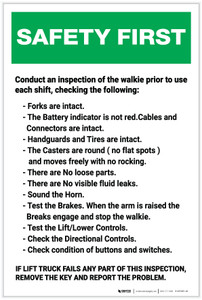 Safety First: Lift Truck Inspection Check List - Label