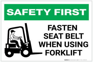 Safety First: Fasten Seat Belt When Using Forklift - Label