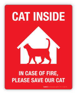 Cat Inside - In Case of Fire, Please Save Our Cat - Label