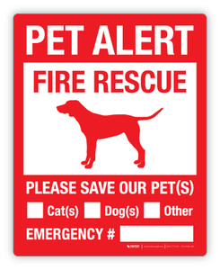 Pet Alert Fire Rescue - Please Save Our Pet(s) (Dog) - Label