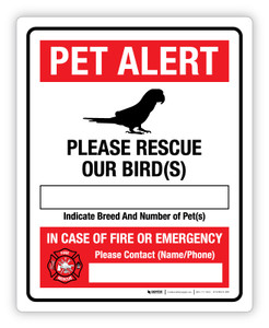 Pet Alert - Please Rescue Our Bird(s) - Label