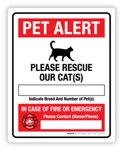 Pet Alert - Please Rescue Our Cat(s) - Label