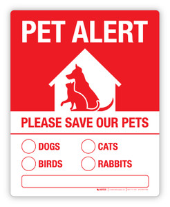 Pet Alert - Please Rescue Our Pet(s) (# of Dogs/Cats/Birds/Rabbits) - Label