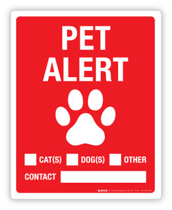 Pet Alert (# of Cats/Dogs/Other) - Label