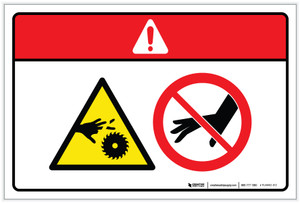 Danger: Cutting Fingers or Hand by Rotating Blade Hazard (Wordless ISO/ANSI) - Label