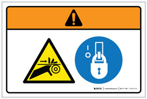 Warning: Entanglement Do Not Touch Lockout Tagout (Wordless ISO/ANSI) - Label