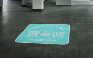 Single File Aisle with Shopping Carts Blue - SignCast™ S200 Virtual Sign