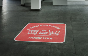 Single File Aisle with Shopping Carts Red - SignCast™ S200 Virtual Sign