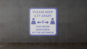Please Keep 6 Ft Apart Blue Bilingual - SignCast™ S200 Virtual Sign