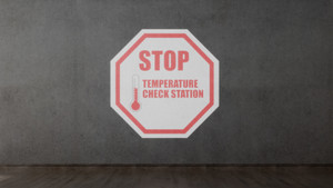 STOP - Temperature Check Station Red - SignCast™ S200 Virtual Sign