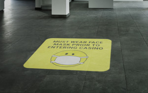 Must Wear Face Mask Prior to Entering Casino - Mask Emoji Yellow - Slots Emoji Yellow SignCast™ S200 Virtual Sign