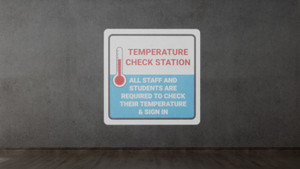 Temperature Check Station Students with Icon - SignCast™ S200 Virtual Sign