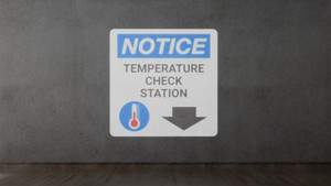 Notice: Temperature Check Station Down with Icon - SignCast™ S200 Virtual Sign