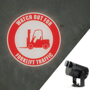 SignCast™ S200 Virtual Sign Projector - Watch Out For Forklift Traffic