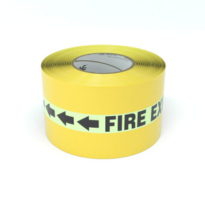 SafetyTac® Glowstripe: Fire Exit With Arrows - Inline Printed Floor Marking Tape