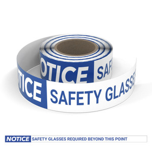 Notice: Safety Glasses Required Beyond This Point - Smart Stripe Inline Printed Floor Tape