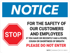 Notice: If You Have COVID-19 Symptoms Do Not Enter with Icon Landscape - Wall Sign