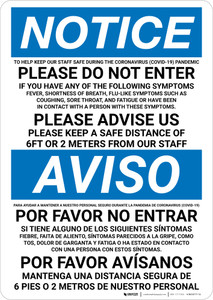 Notice: Please Do Not Enter COVID-19 Multilingual Portrait - Wall Sign