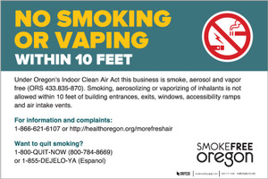 Oregon Indoor Clean Air Act (ICAA) Landscape - Label