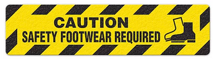 Caution Safety Footware Required (6"x24") Anti-Slip Floor Tape - 5 Pack