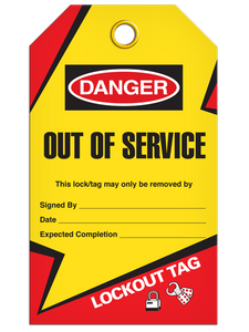 Lockout Out Of Service Tags