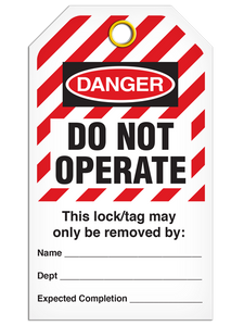 Lockout Do Not Operate Striped Tags